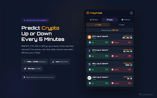 PolyPulse - Your Polymarket wallet :: Your Polymarket wallet. Trade markets, view odds, and manage your portfolio directly from your X feed.