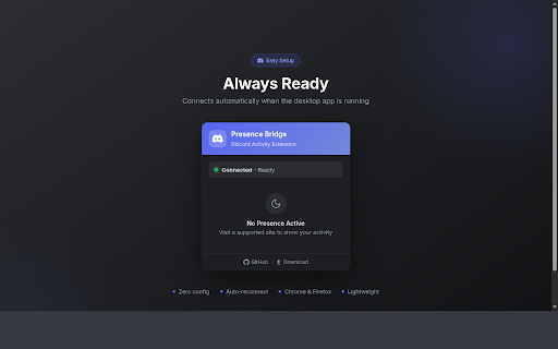 Discord Presence Bridge :: Display your browser activity as Discord Rich Presence. Shows what you're watching or playing on supported sites.