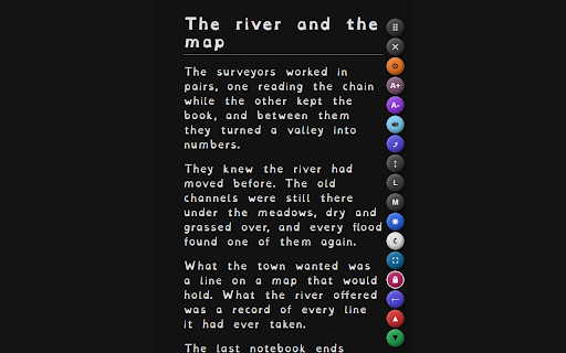Accessibility Reader :: Accessible reading view with 27 fonts, dark mode, read-aloud, dictionary, and sharing. Tap the floating Aa button to switch it on.