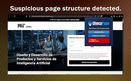 Checa Page :: Analiza URLs y contenido HTML para detectar sitios maliciosos con Deep Learning.