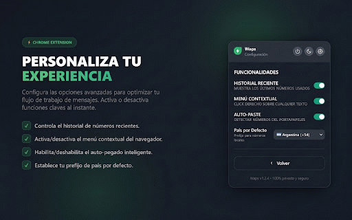 Waps: Enviar WhatsApp sin agendar | Direct Message :: Envía mensajes sin agendar y traduce audios de WhatsApp a texto con Inteligencia Artificial. Rápido, privado y directo.