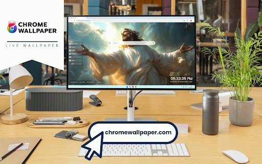 Jesus Christ Holy Light Live Wallpaper :: Jesus Christ with outstretched arms surrounded by golden divine light and clouds.