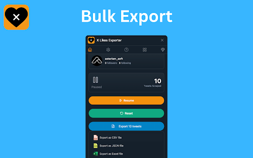 X Likes Exporter - Export Twitter Liked Tweets :: Export your liked posts from X (Twitter) in 1 click as CSV, JSON, or Excel. Backup, share, or access offline with ease.