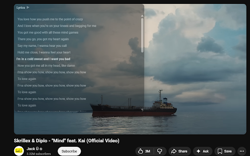 YouTube Lyrics Overlay :: Overlay synced lyrics on YouTube videos with live highlighting.