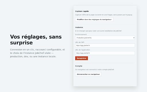 JobChef :: Capturez les offres d'emploi et laissez JobChef les noter à votre goût.
