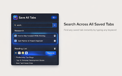 TabSaver Pro - Tab Manager & Session Saver :: Save all your tabs with one click. Organize sessions, search saved tabs, and restore anytime. Never lose your tabs again.