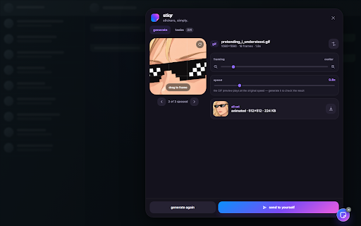 stiqr - sticker maker :: Create clean static and animated stickers directly inside WhatsApp Web. No account, no uploads.