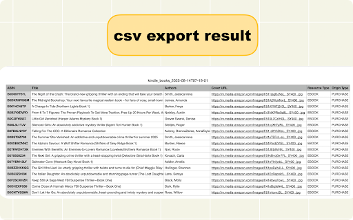 Amazon Books Downloader :: Export your Kindle library data including ASIN, title, cover, and authors to CSV format