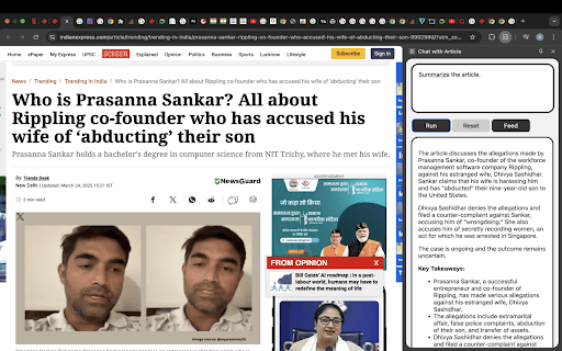 Chat with Article :: Try Chrome's built-in prompt API for articles.