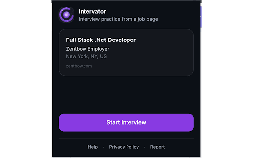 Intervator — AI Interview Practice :: Capture the job posting on the page you are viewing and start a tailored AI interview practice on intervator.ai with one click.