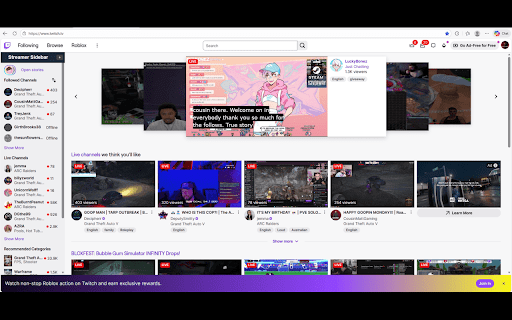 Streamer Sidebar :: Sidebar for Twitch streamers with live status and tiers.