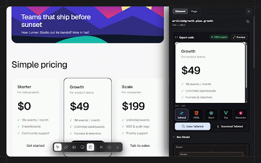 Design Toolkit - Element Inspector & Measurement :: Inspect, measure and copy any web design: box model, spacing, fonts, colors, responsive preview and animations for AI.
