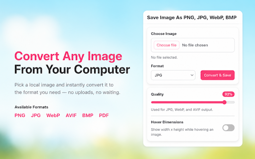 Save Image as PNG, JPG, WebP, BMP, AVIF, PDF :: Save images in any format with the right-click menu