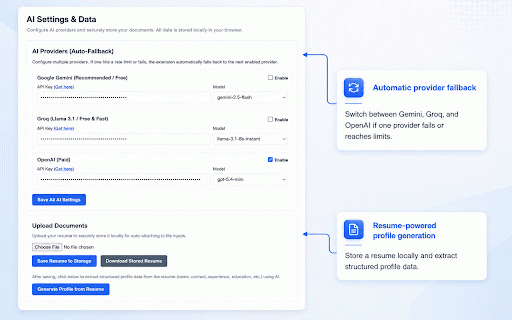 JobRizzer | Use AI to get a job faster :: Autofill job applications, customize resume and it learns from you. 30 apps free, then BYOK or Pro.