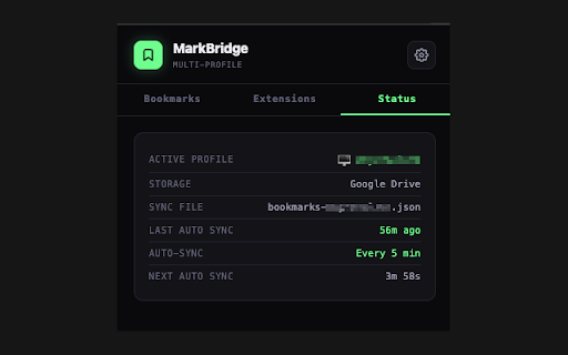 MarkBridge – Multi-Profile Sync :: Sync your bookmarks and extensions across all Chromium-based browsers via GitHub Gist or Google Drive.