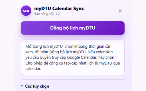 myDTU Calendar Sync Plus :: Đồng bộ lịch myDTU sang Google Calendar với tùy chọn nhắc lịch và chống trùng sự kiện.