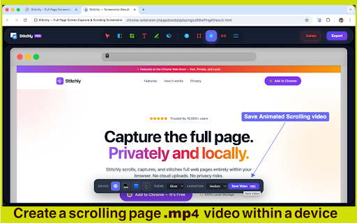 Stitchly — Full Page Screen Capture & Scrolling Screenshot :: Capture full-page screenshots locally in your browser and export as PNG, JPEG, or PDF.