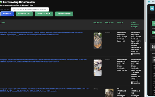 Spider ListCrawling Extension :: Web page element selection and data extraction tool