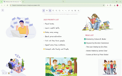 FocusBoard — New Tab Whiteboard :: Organize your custom whiteboard to facilitate and boost your activity: studying, working, planning, daily routine, etc. Be focused!