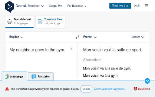 Bias Shield :: Push back against bias in machine translation