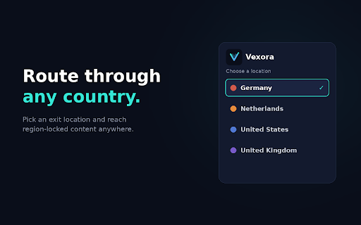 Vexora :: Route your browser through the Vexora proxy with one tap.
