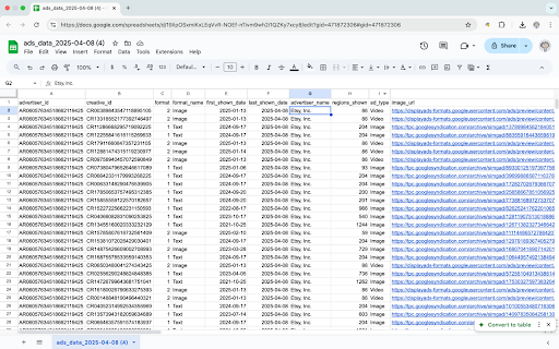 Google Ads Transparency Data Exporter :: Export, download and analyze Google Ads Transparency Center data with this privacy-focused tool for marketers and researchers.