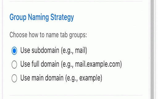 Smart Tab Group :: Automatically groups browser tabs by domain. Supports custom naming rules and configurable grouping thresholds.