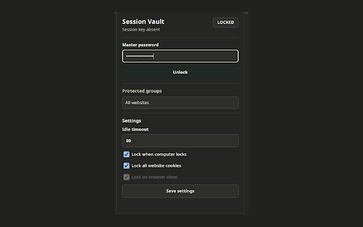 Session Vault :: Lock selected site sessions or all website cookies behind a local encrypted vault.