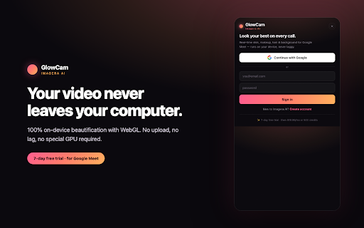 GlowCam: AI Beauty Filter for Zoom, Meet & Teams :: Real-time AI beauty filter for Zoom, Google Meet & Teams. Smooth skin, makeup, hair, reshape & background — 100% on-device.
