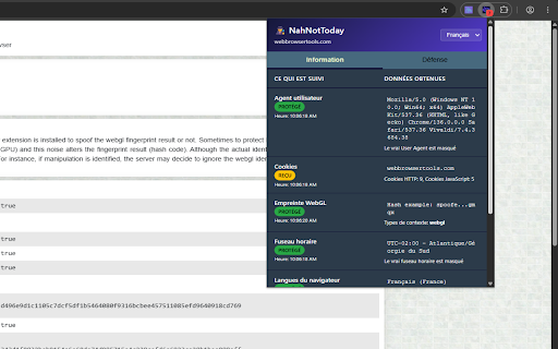 NahNotToday Privacy & Security :: Protects your privacy by spoofing browser fingerprinting methods like canvas, WebGL, audio, screen resolution, and other tracking.
