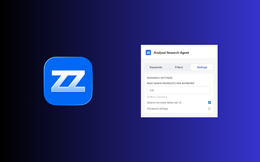 Analyzzi Research Agent :: Save trending products you discover while browsing and track how they perform over time — your ecommerce research companion.