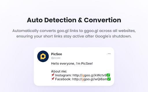 ggoo.gl :: Automatically converts goo.gl to ggoo.gl links on all websites. Keep your short links active after Google's shutdown!