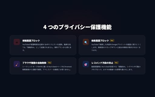 YouTube Secret Mode :: YouTubeの視聴・検索履歴を一時的に記録させないシークレットモードを提供します