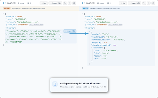 NodalJSON – Fast and Beautiful JSON viewer and formatter :: A fast, beautiful JSON viewer with tree navigation, JSONC support, color swatches, epoch hints, and smart copy actions.