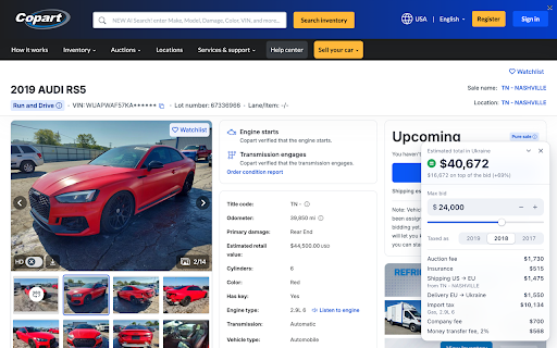Just Auction Calculator :: Calculates delivery and tax for vehicles on IAAI and Copart.