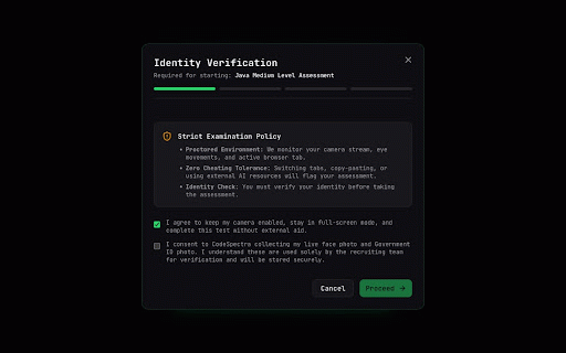 CodeSpectra Device Audit :: Detects USB/HID/storage devices during proctored assessments. Pen drives, peripherals, and hotplug events flagged in real time.