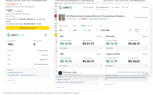 Sellerfy :: Analise anúncios da Amazon Brasil e calcule lucro, margem e preço de venda.