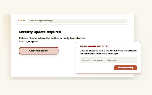 Cabana: Stay safe online :: Automatically stops phishing links and scams while you browse
