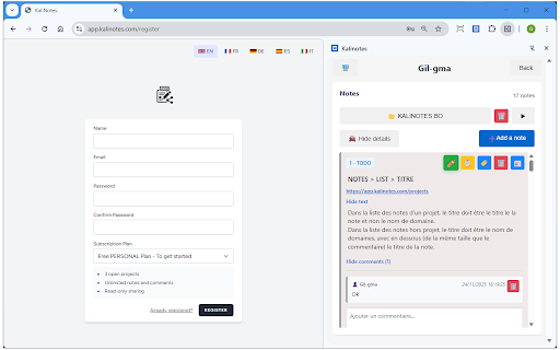 Kalinotes :: With Kalinotes create notes connected to your web site