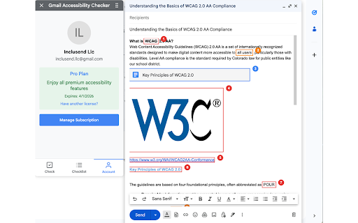 Gmail Accessibility Checker :: Inspects Gmail compose window for WCAG 2.1 AA accessibility issues and provides visual feedback.