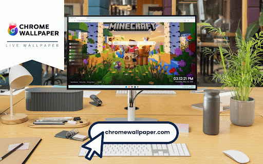 Minecraft Summer Live Wallpaper :: Vibrant Minecraft world with Steve, animals and mobs in colorful blocky summer landscape.