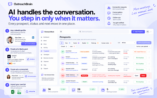 OutreachBrain – AI LinkedIn Outreach :: Add LinkedIn prospects, automate connection requests, conversations and follow-ups, and manage outreach from one AI workspace.