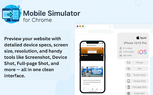 Mobile Simulator for Chrome :: Switch any Chrome tab to mobile view with 38 device options in one click.