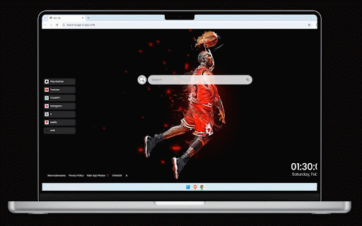 Michael Jordan Live Wallpaper :: Legendary basketball player soars in classic red uniform, captured mid-flight with dynamic energy effects trailing behind.