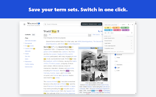 TurboFind — Highlight Multiple Words :: Highlight multiple words at once, each in its own colour. A faster Ctrl+F that won't freeze on huge pages.