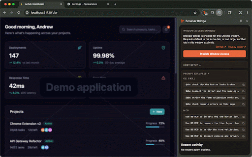 Browser Bridge (BBX) :: Local bridge between your coding agent and browser. Structured access to DOM, styles, console, network, and reversible patches.