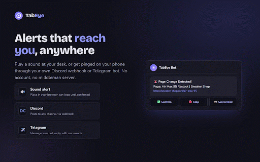 TabEye | Tab Change Monitor :: Monitor your most important tabs with powerful monitoring and notification features.