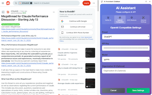 AI Assistant Sidebar :: Multi-AI assistant in Chrome sidebar with Vertex AI, Azure OpenAI, ChatGPT, and AWS Bedrock
