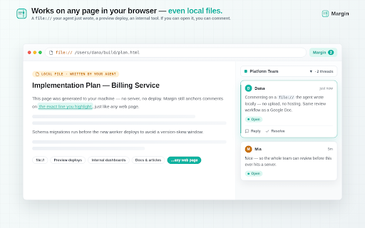 Margin :: Organization discussions on any web page.
