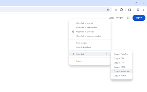 Copy Link :: Copy the current page's URL and title to your clipboard in Markdown, HTML, and more.
